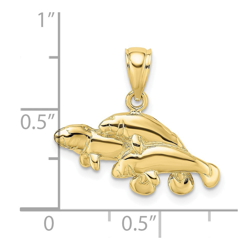 10K Polished Triple Manatee Charm