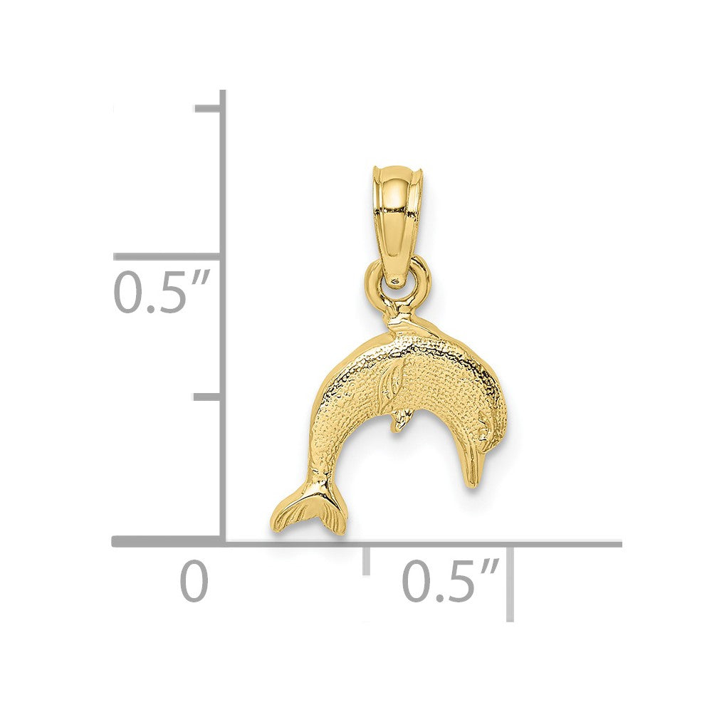 10K Textured Mini Dolphin Jumping Charm