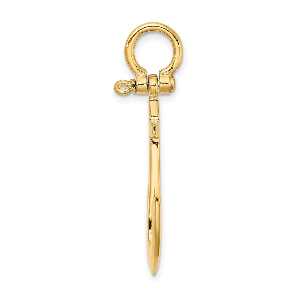 10K 3-D Polished Anchor w/ Shackle Bail Charm