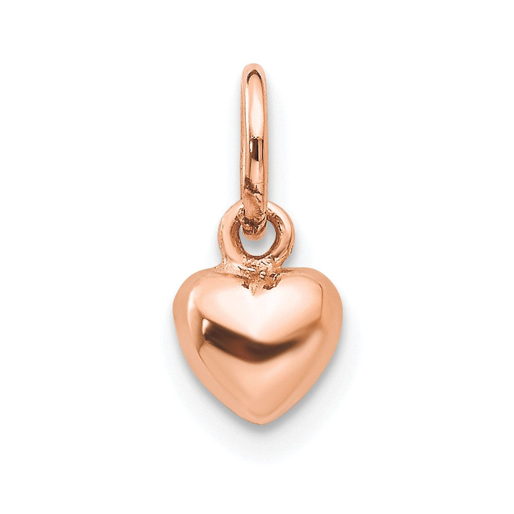 10K Rose Gold Polished 3-D Heart Charm