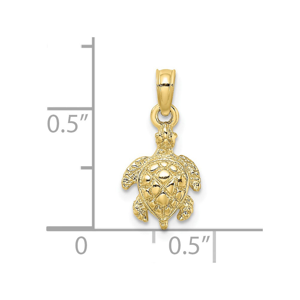 10K 2-D and Textured Sea Turtle Charm