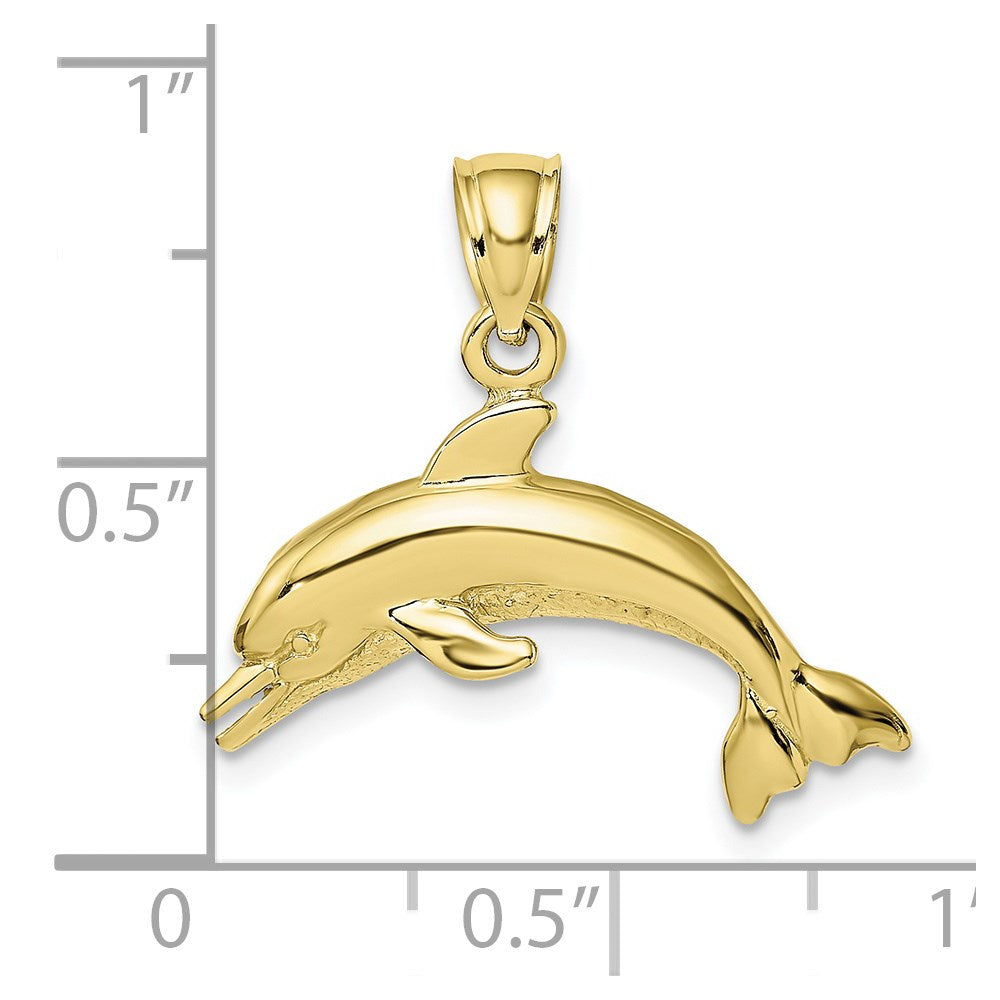 10K Textured Polished Dolphin Jumping Charm