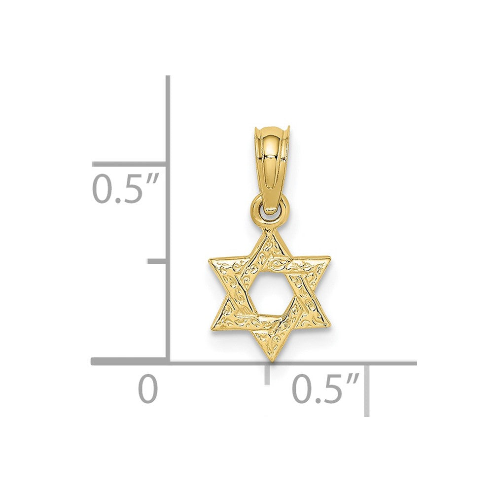 10K Mini Star Of David w/ Engraved Swirl Charm