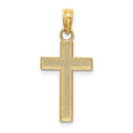 10K Polished Block Style Beaded Edge Cross Charm