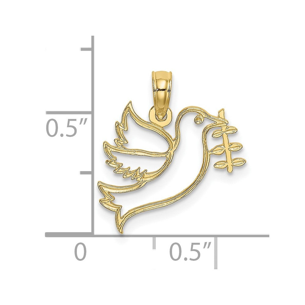 10K Cut-Out Dove with Olive Branch Charm