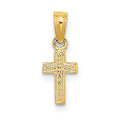 10K Polished and Engraved Mini Cross Charm