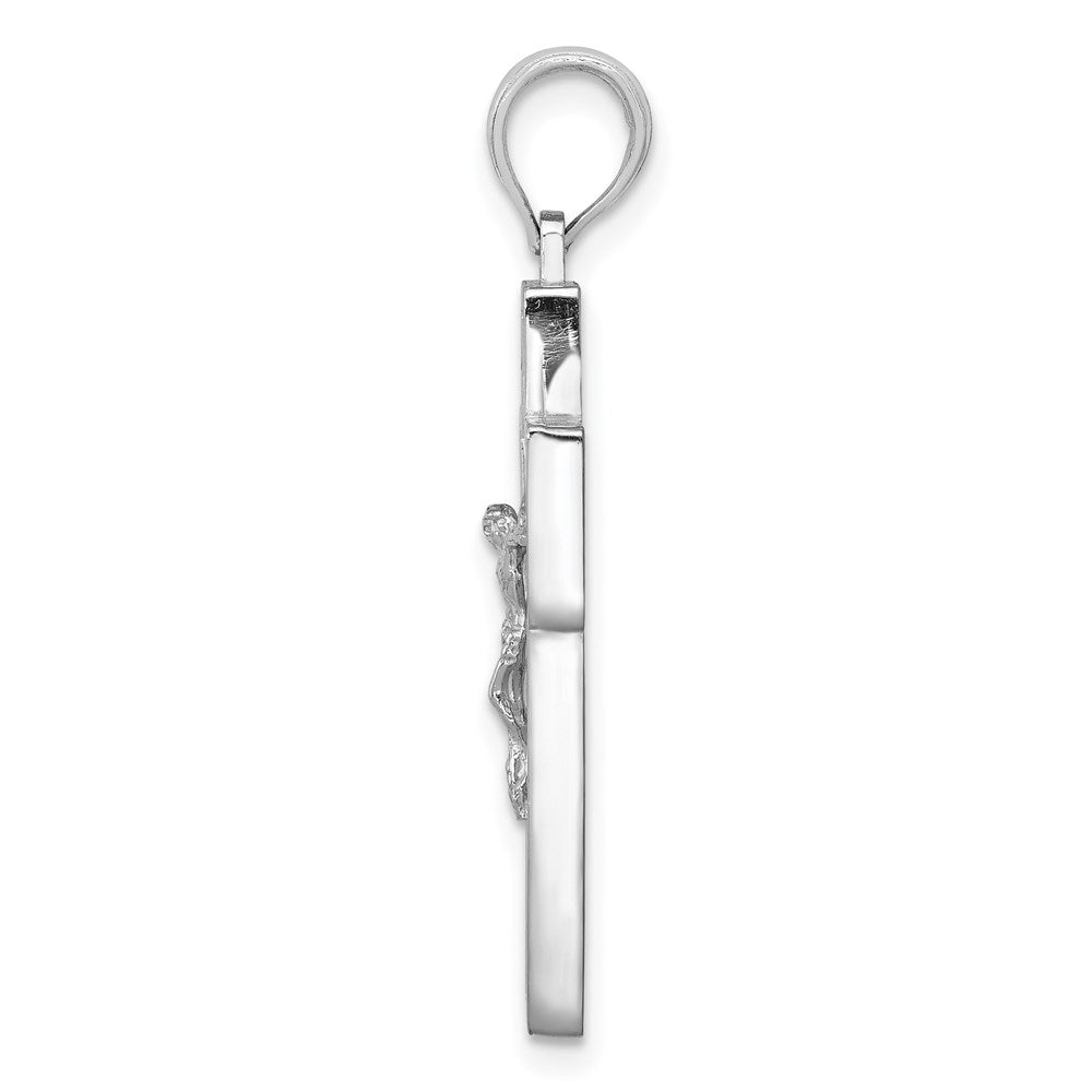 10K White Gold Textured Crucifix w/ Frame Charm