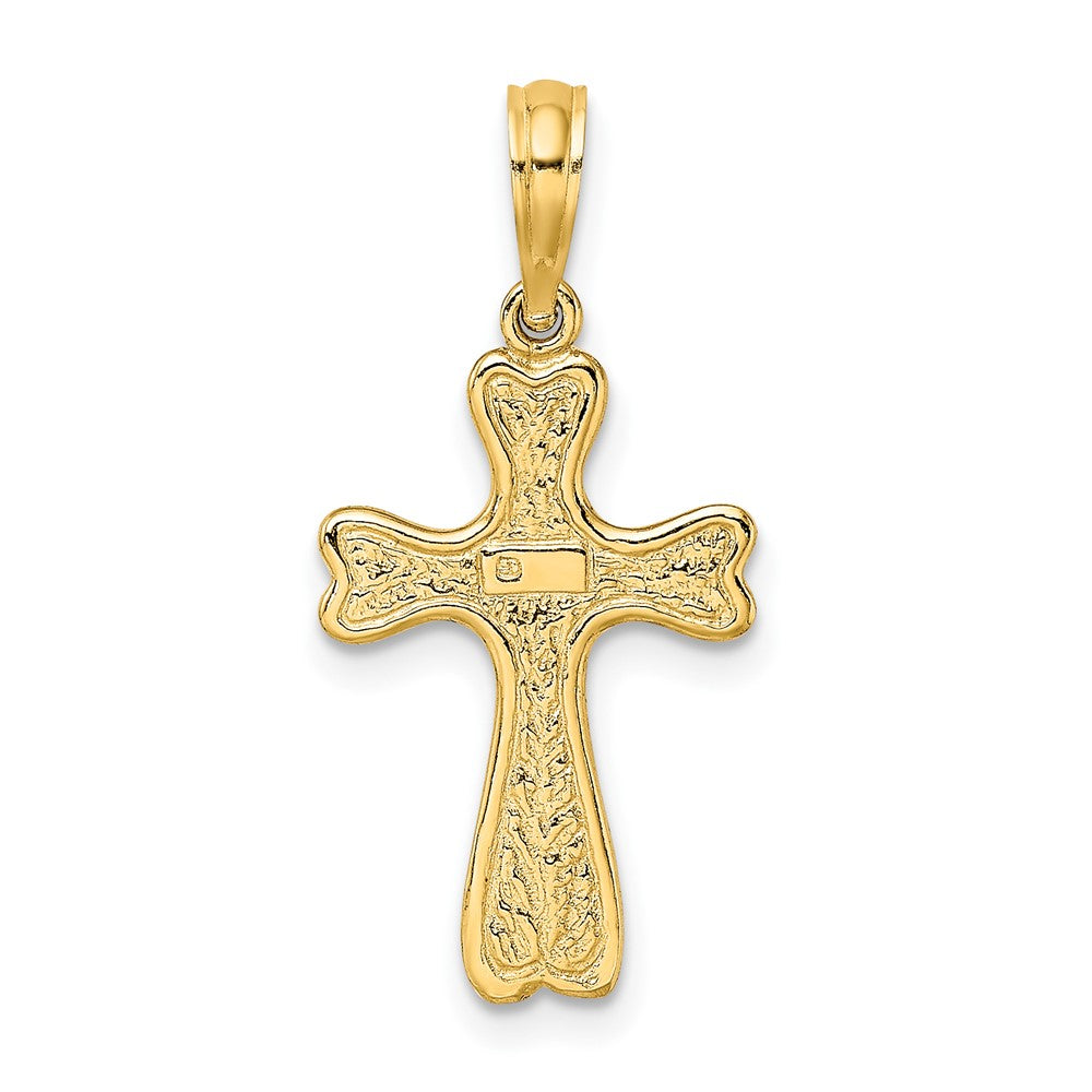 10K Cross w/ Textured Heart Edges Design Charm