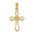 10K Cut-Out and Flat Cross W/ Flower Charm