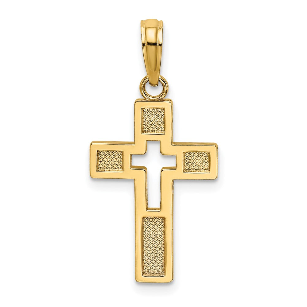 10K Polished Cut-Out Cross Charm