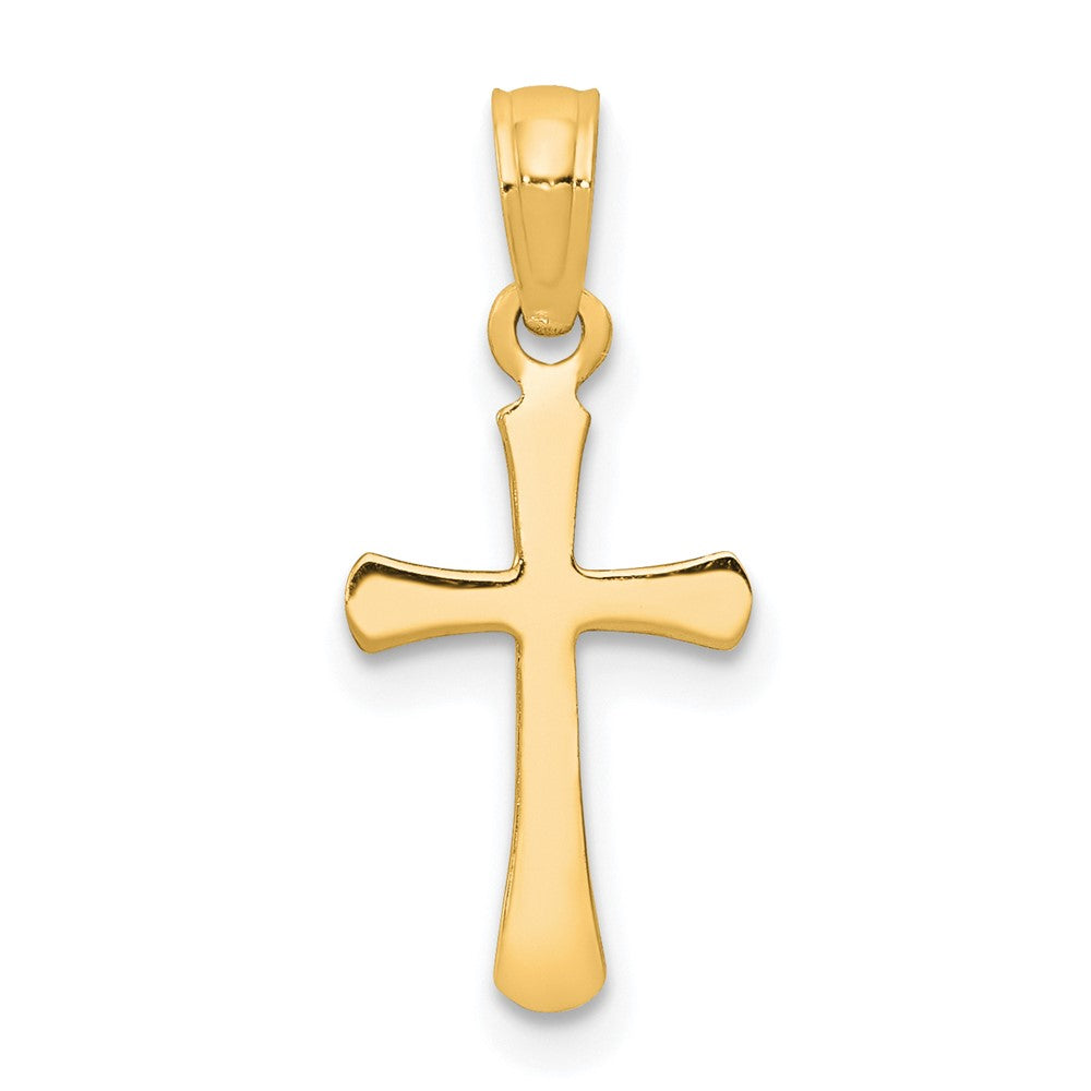 10K Polished Beveled Cross w/ Round Tips Charm