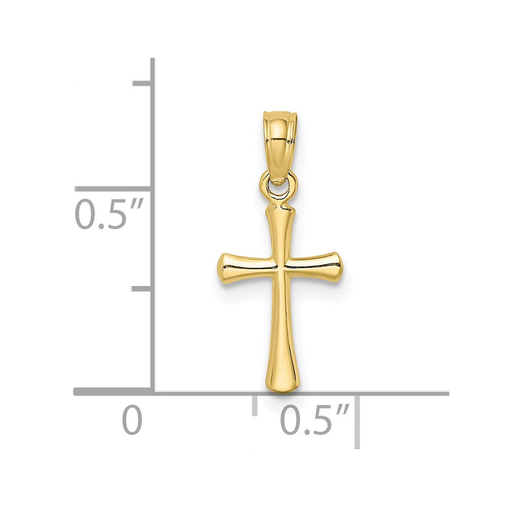 10K Polished Beveled Cross w/ Round Tips Charm