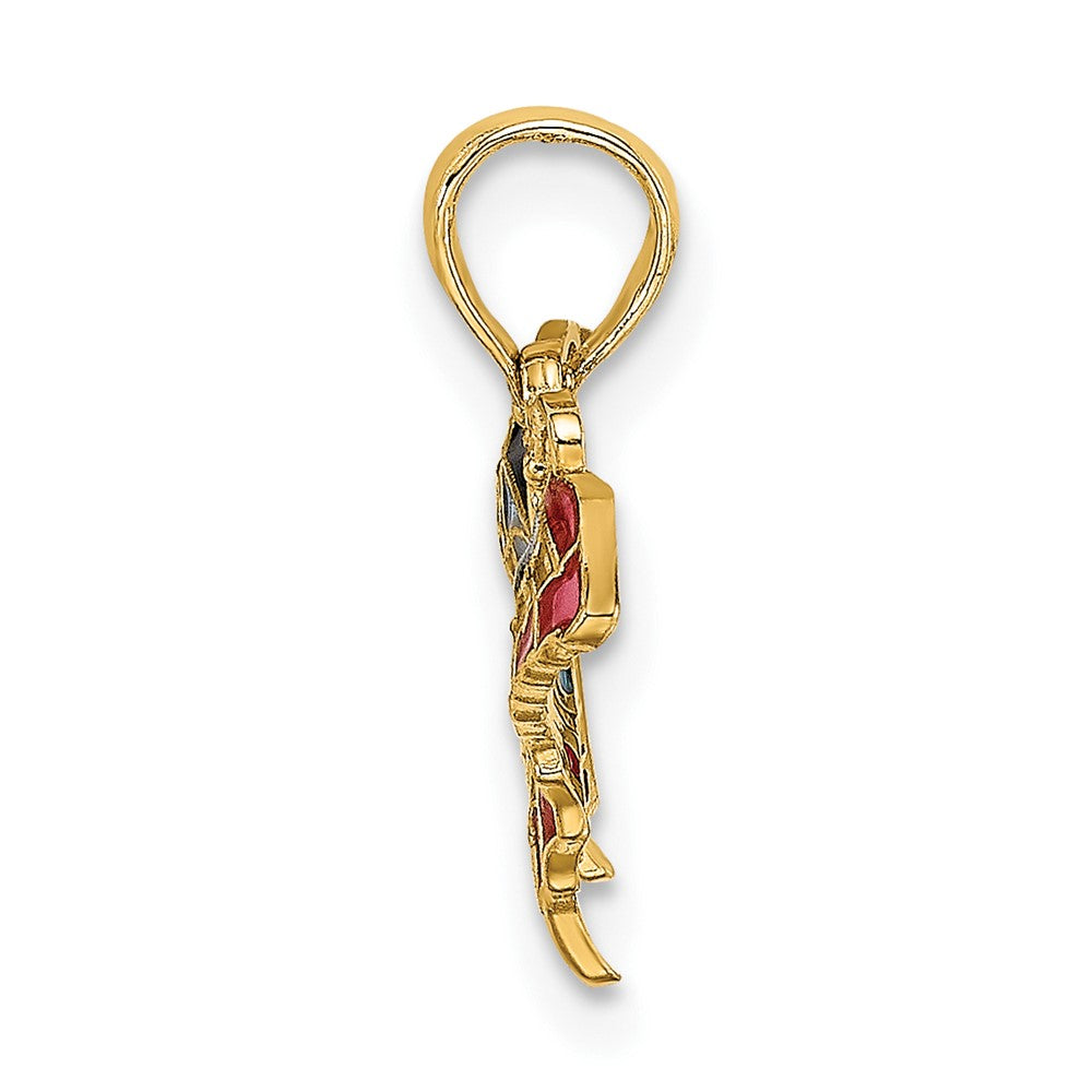 10K Small Enameled Blue and Red Butterfly Charm