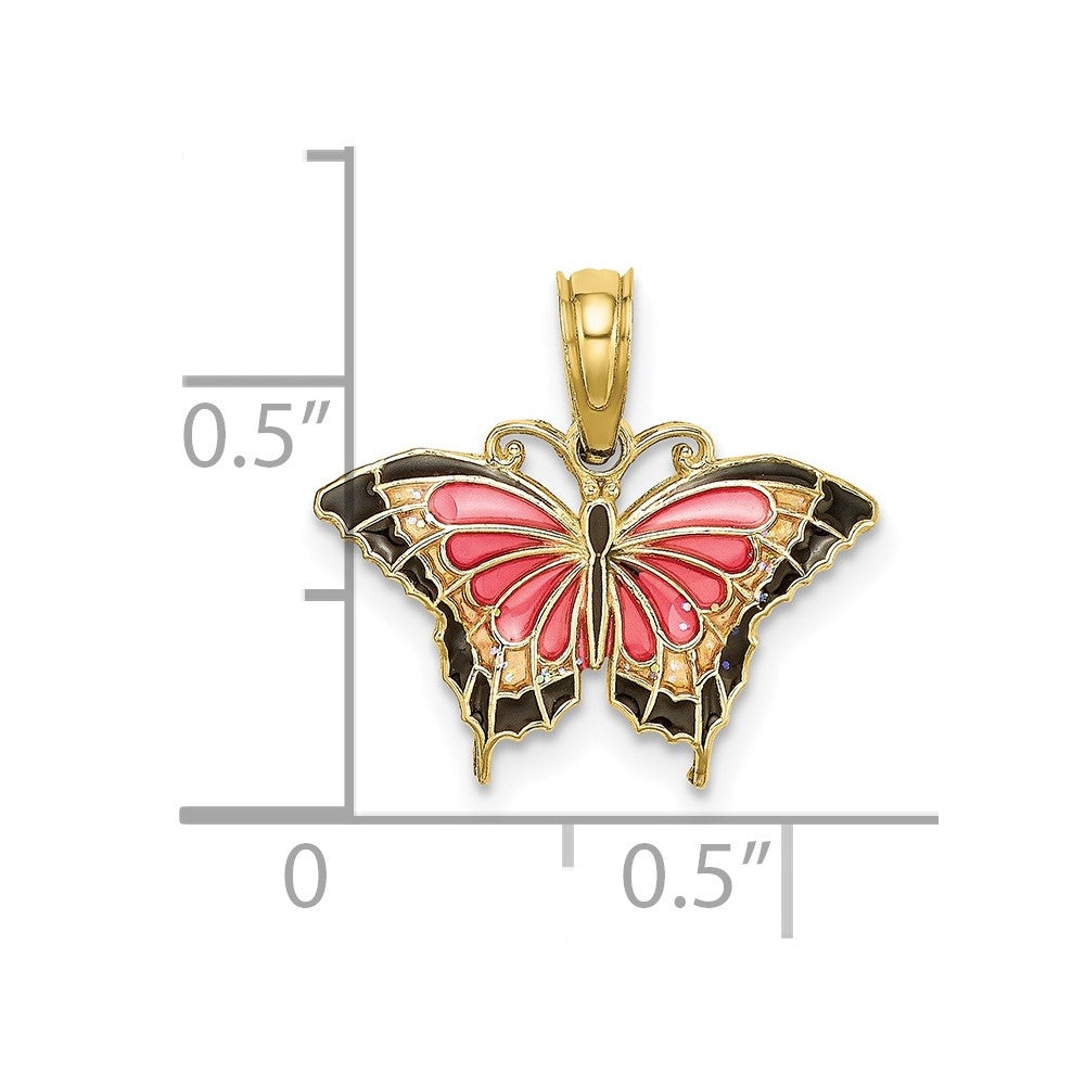 10K Small Enameled Pink Butterfly