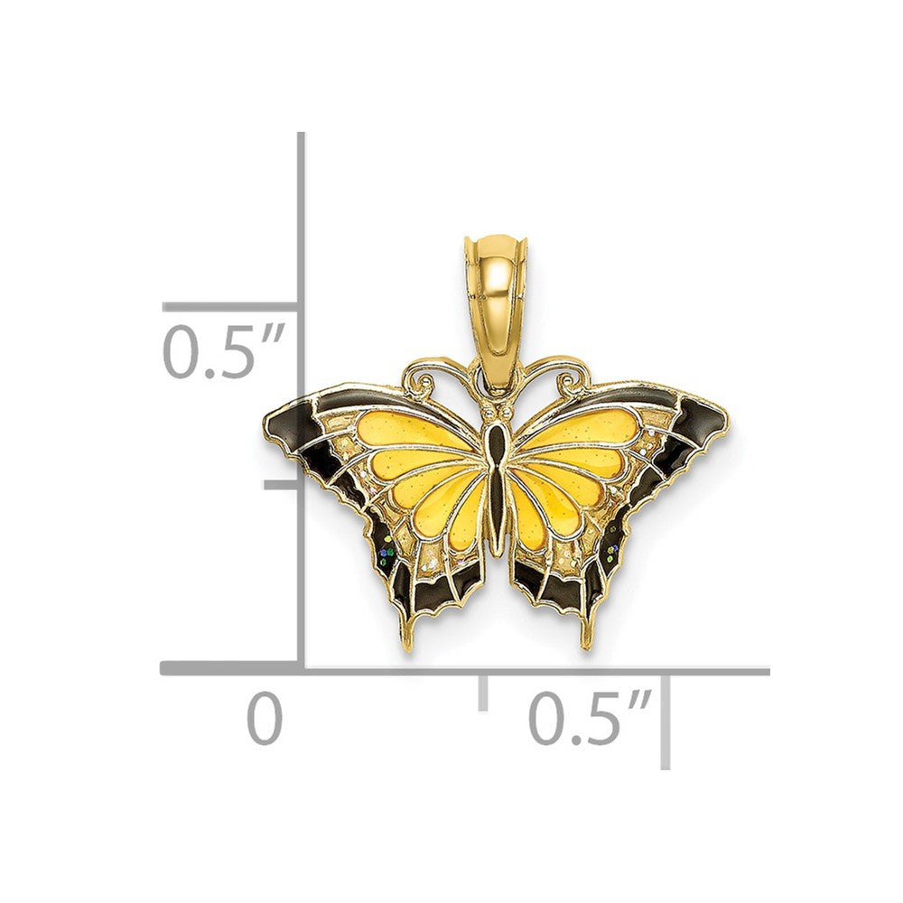 10K Small Enameled Yellow Butterfly Charm
