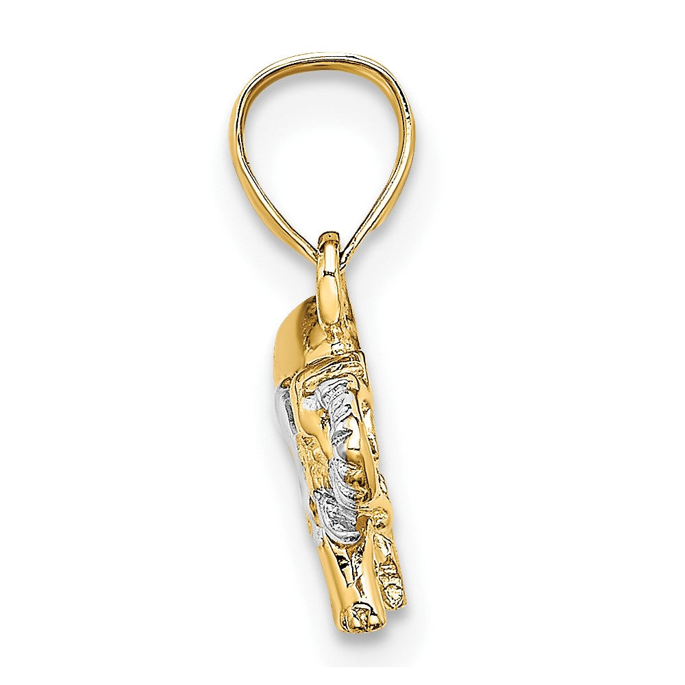 10k w/ Rhodium Small Elephant Charm