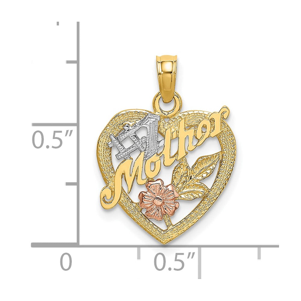 10K Two-tone w/White Rhodium #1 MOTHER Heart Charm