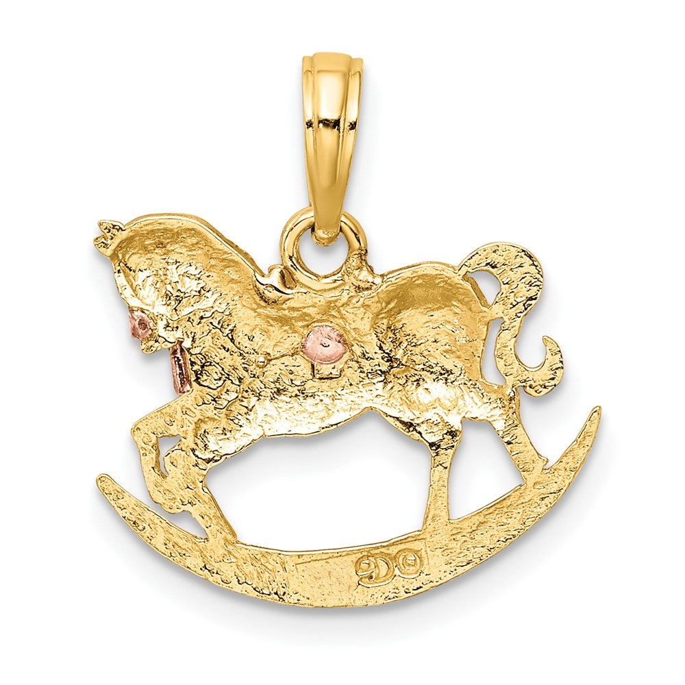 10k Two-Tone 2-D Rocking Horse w/ Saddle Charm