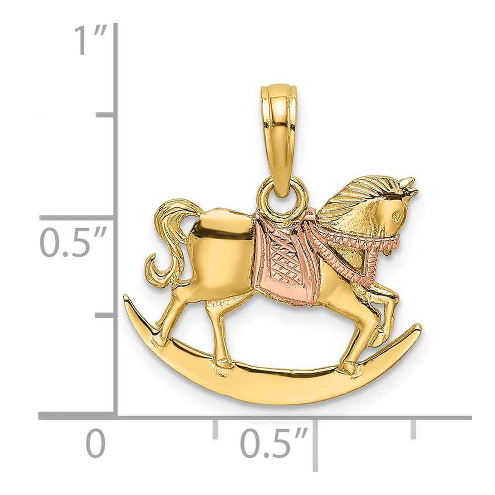 10k Two-Tone 2-D Rocking Horse w/ Saddle Charm