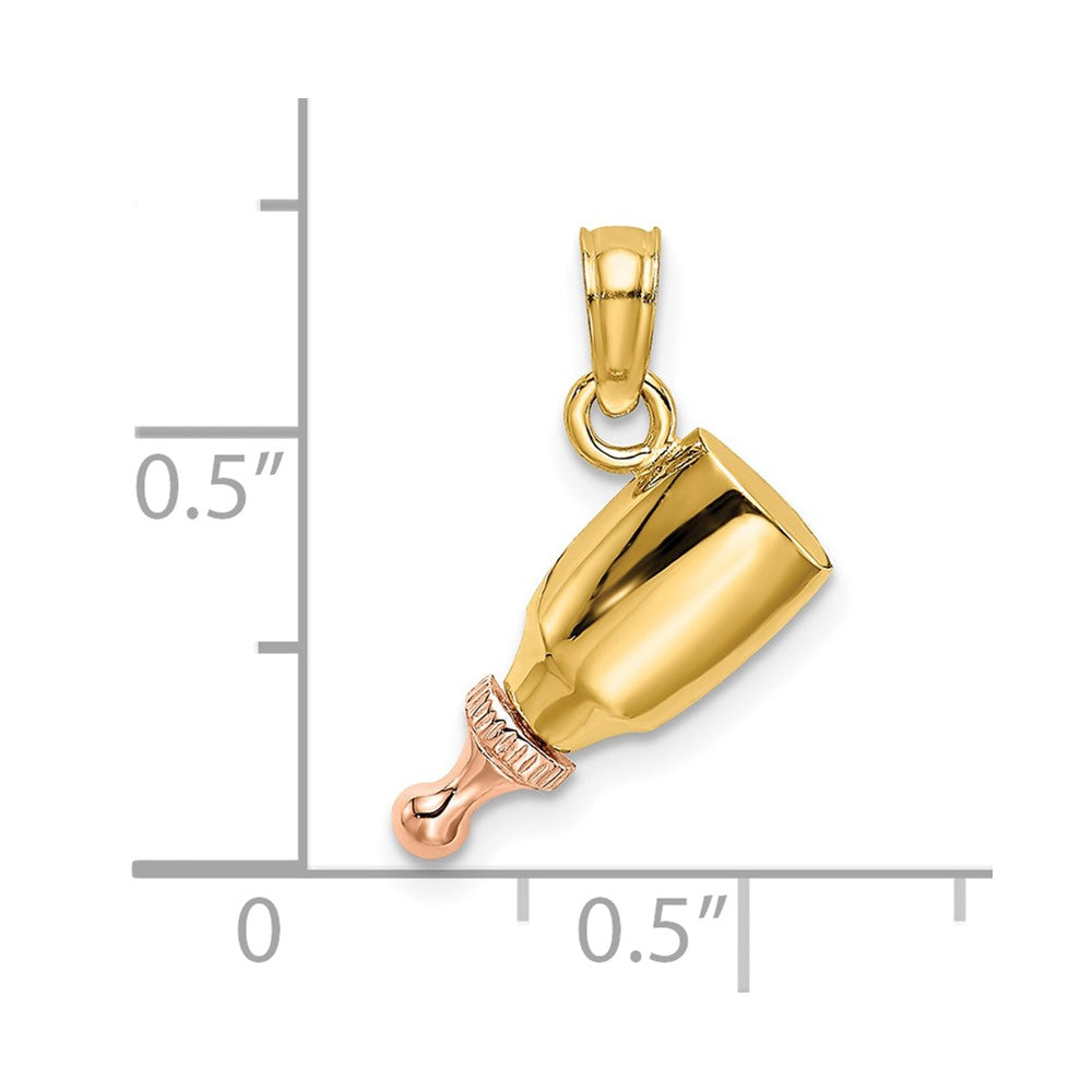 10k Two-Tone Baby Bottle Charm