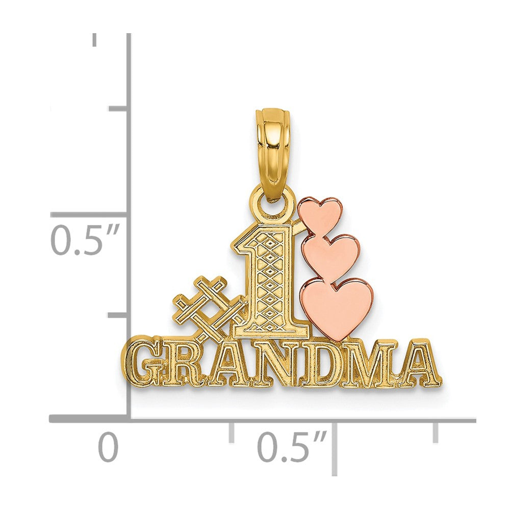10k Two-Tone #1 GRANDMA w/ Three Hearts Charm