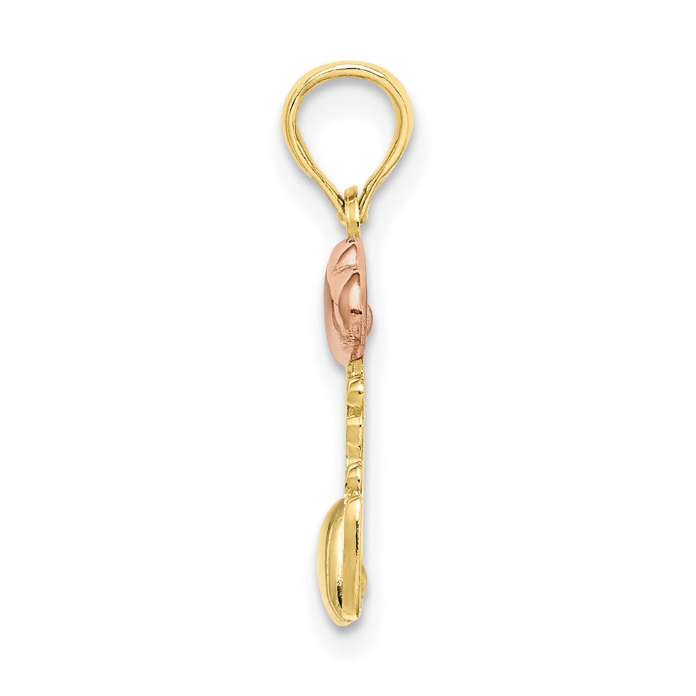 10K Two-tone w/Rhodium I LOVE YOU W/ Hearts Charm