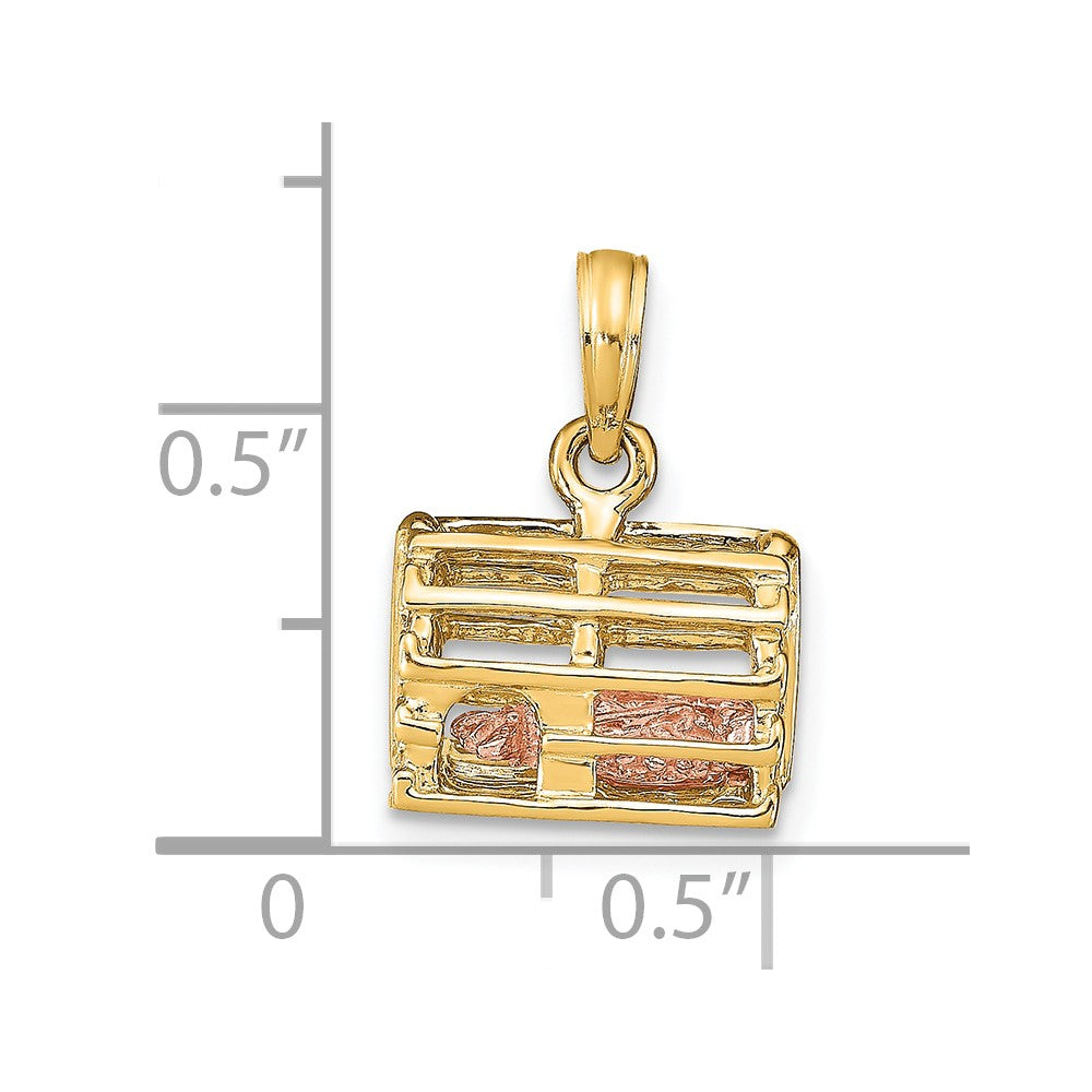 10K Two-tone 3D Lobster Trap W/Moveable Lobster Pendant