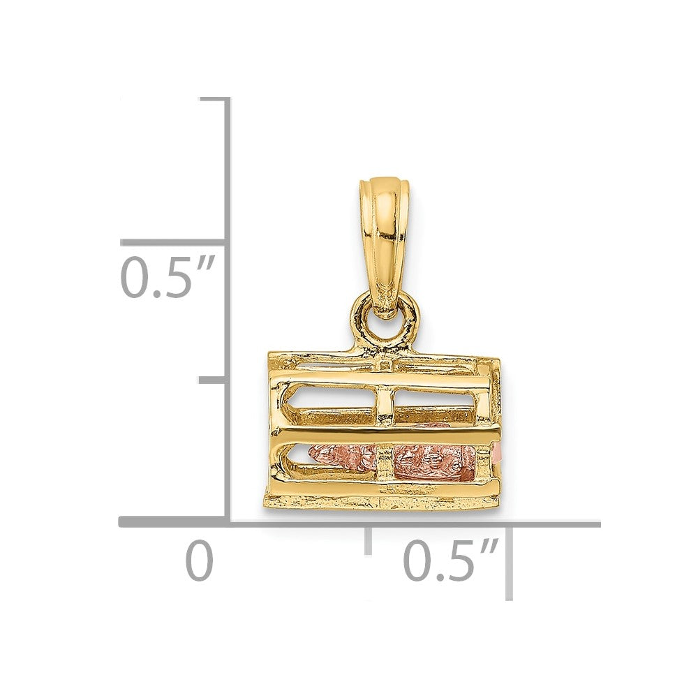 10K Two-tone 3D Lobster Trap W/Moveable Lobster Pendant