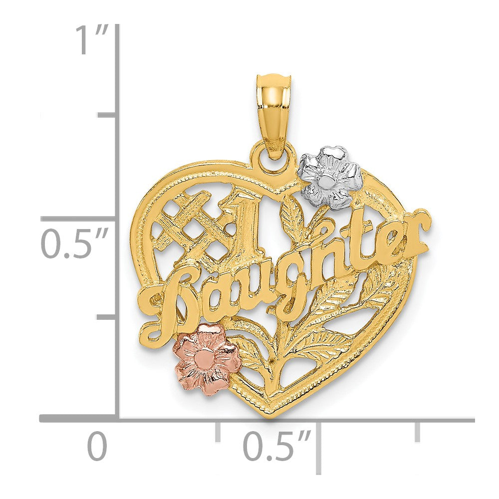 10k Two-tone w/White Rhodium #1 DAUGHTER Heart Charm