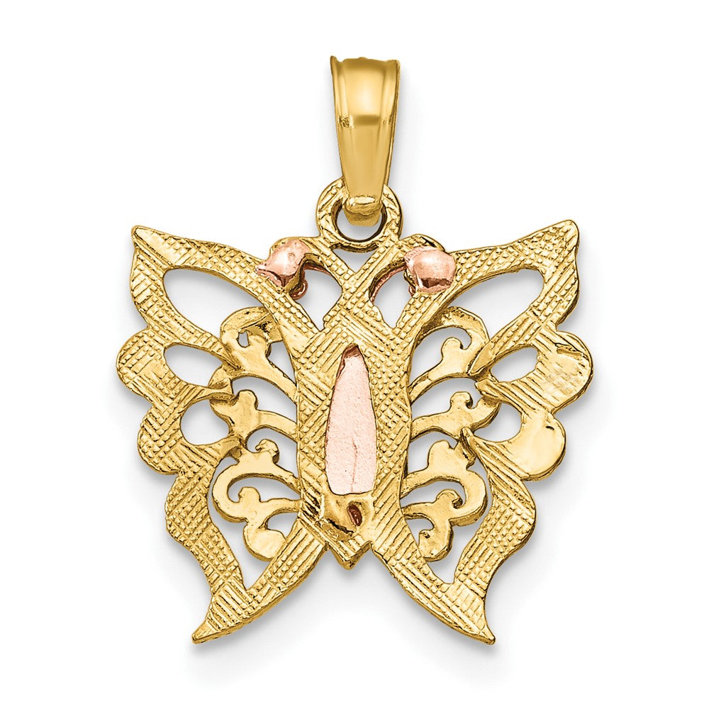 10K Two-tone w/White Rhodium Butterfly Cut-Out Charm