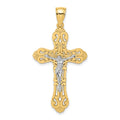 10K W/ Rhodium Crucifix W/ Scrolled Tips Charm