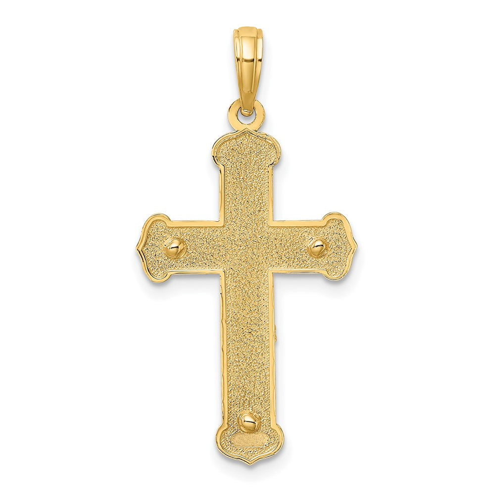 10K Two-tone Engraved Crucifix Charm