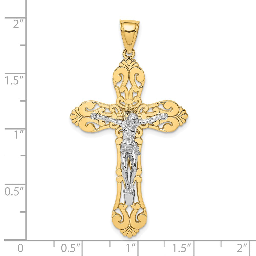 10K W/ Rhodium Crucifix Charm