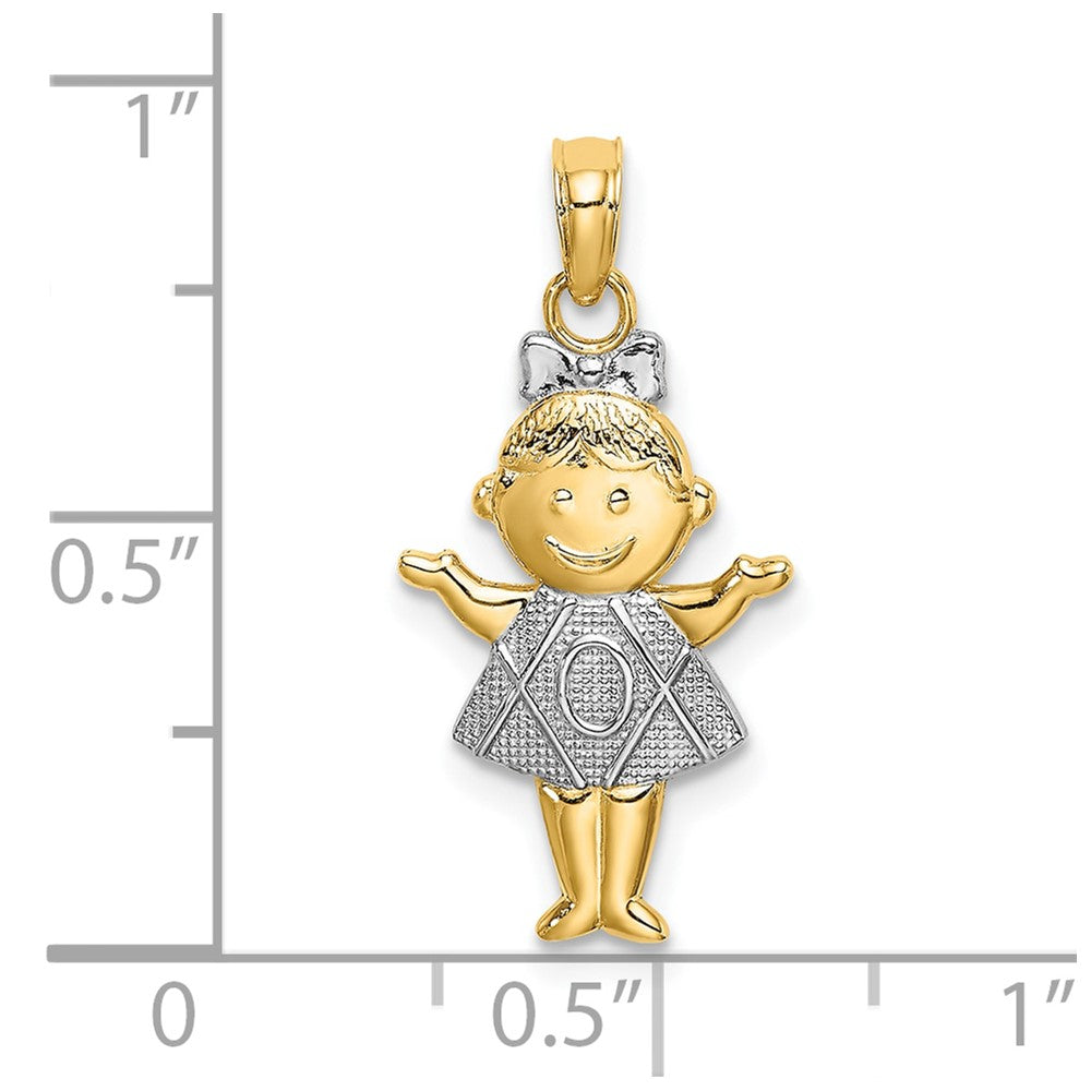 10K Textured w/Rhodium Girl Charm