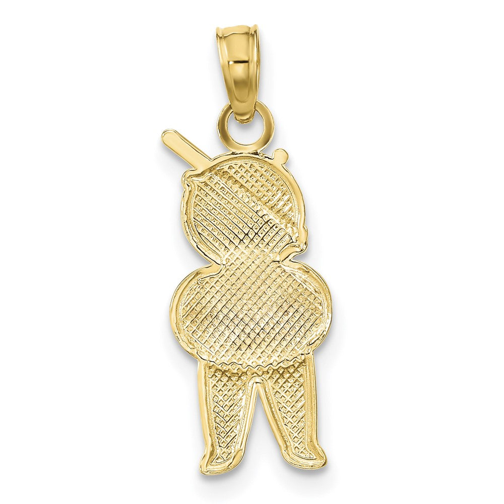 10K Textured w/Rhodium Boy Charm