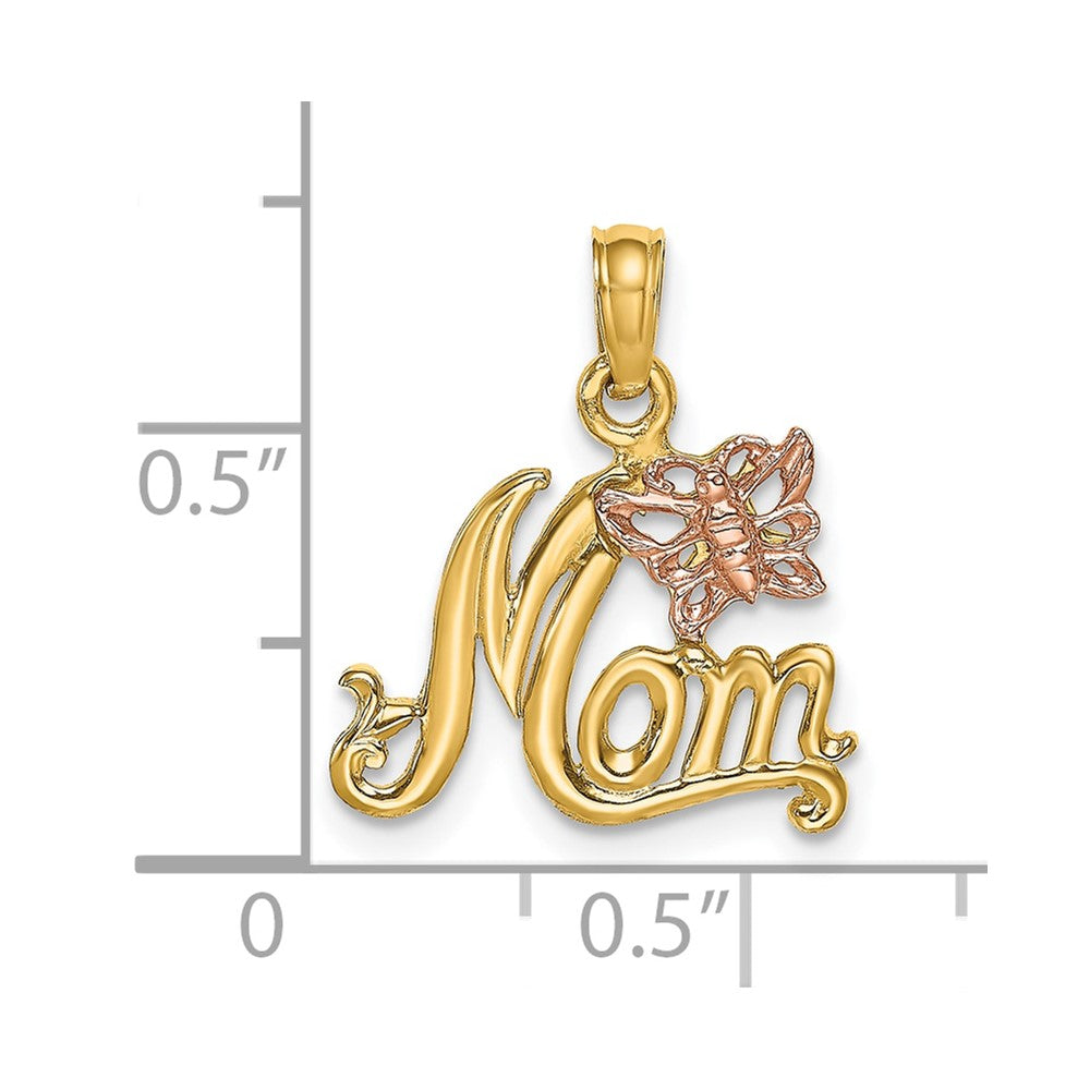 10K Two-Tone MOM W/ Butterfly Charm