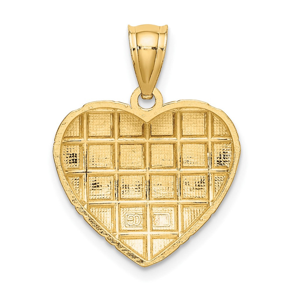 10k w/Rhodium D/C Heart Charm