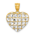 10k w/Rhodium D/C Heart Charm