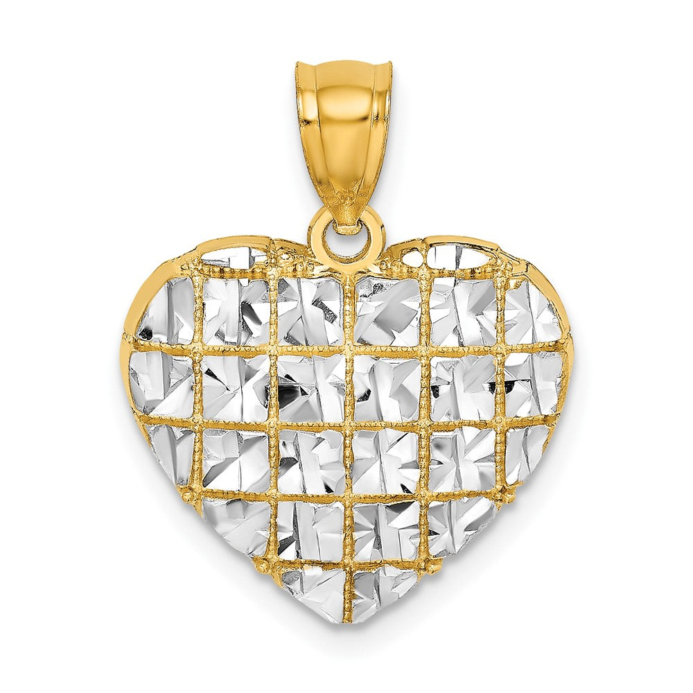 10k w/Rhodium D/C Heart Charm