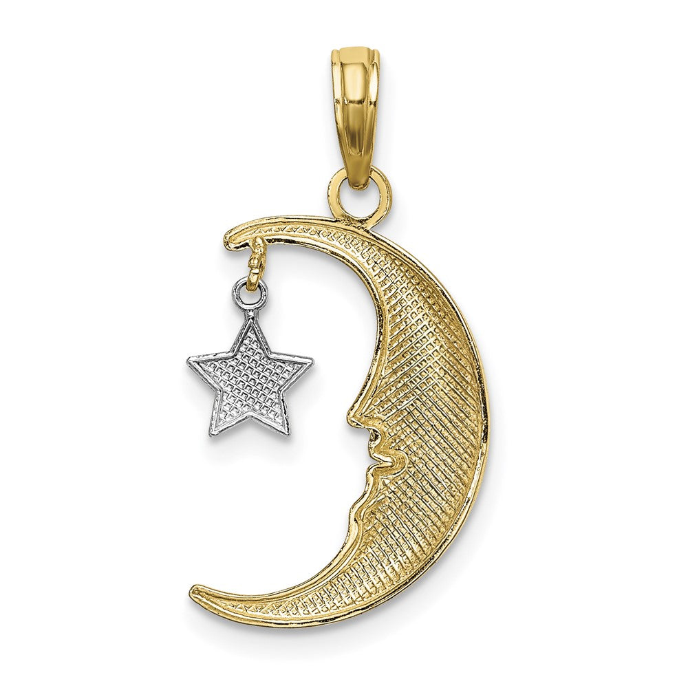 10k w/Rhodium Half Moon w/Star Moveable Charm