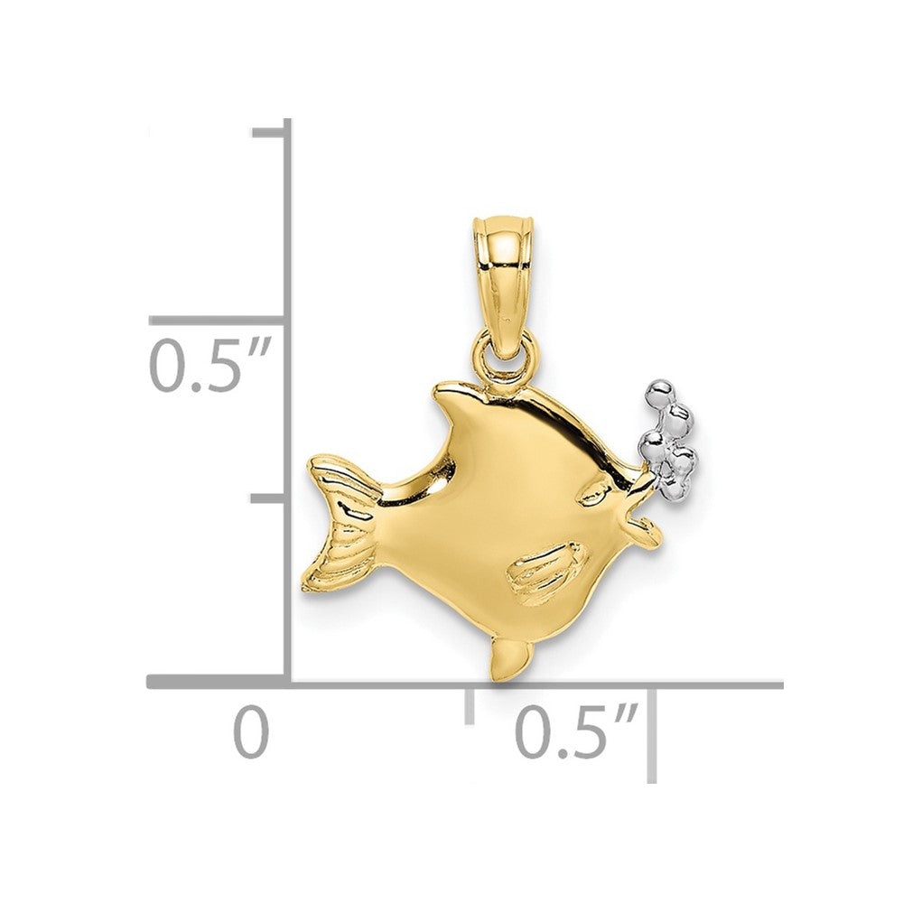10k w/Rhodium 2-D Fish w/ Bubbles Charm