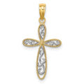 10K w/ Rhodium Filigree and Milgrain Cross Charm