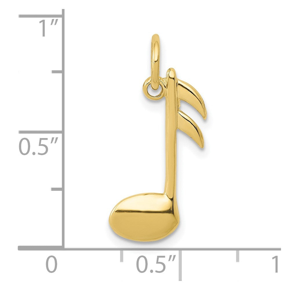 10k Polished Flat-Backed Musical Note Charm