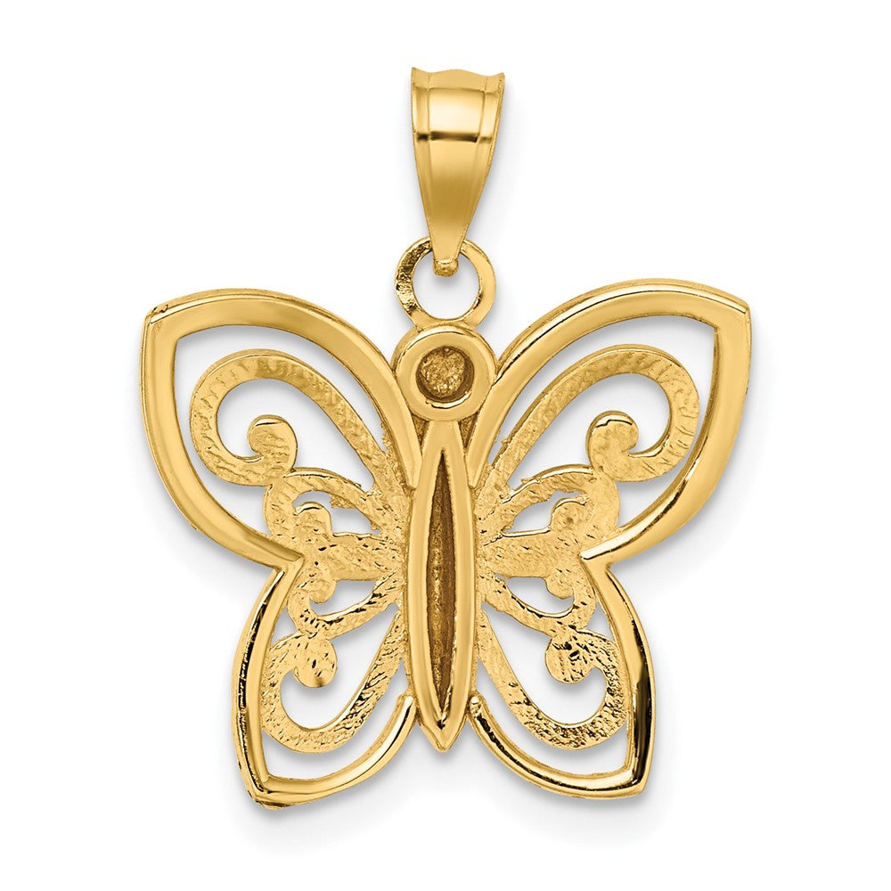10k w/ Rhodium D/C Butterfly Charm