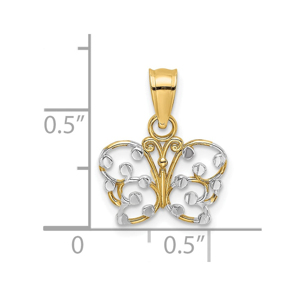 10k w/ Rhodium D/C Butterfly Charm