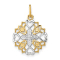 10K w/Rhodium Center Flower and Heart Charm