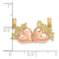 10k Two-Tone MOTHER and DAUGHTER Break-Apart Hearts Charm