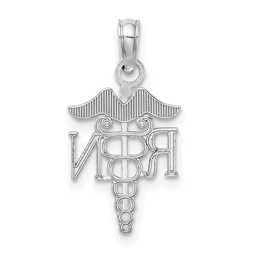 10K White Gold RN Caduceus Pendant