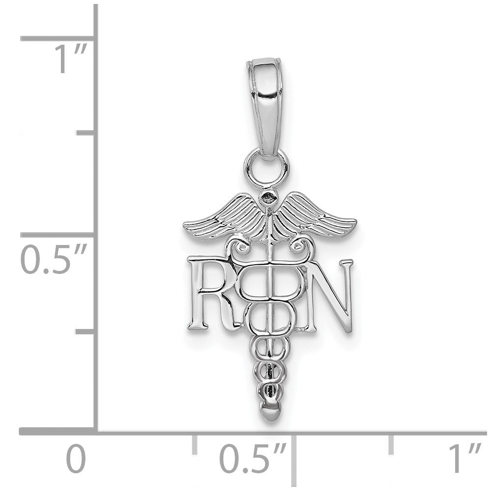 10K White Gold RN Caduceus Pendant