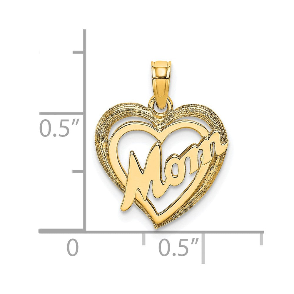 10K MOM Inside Heart Charm